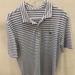 Blue and White Striped Vineyard Vines polo